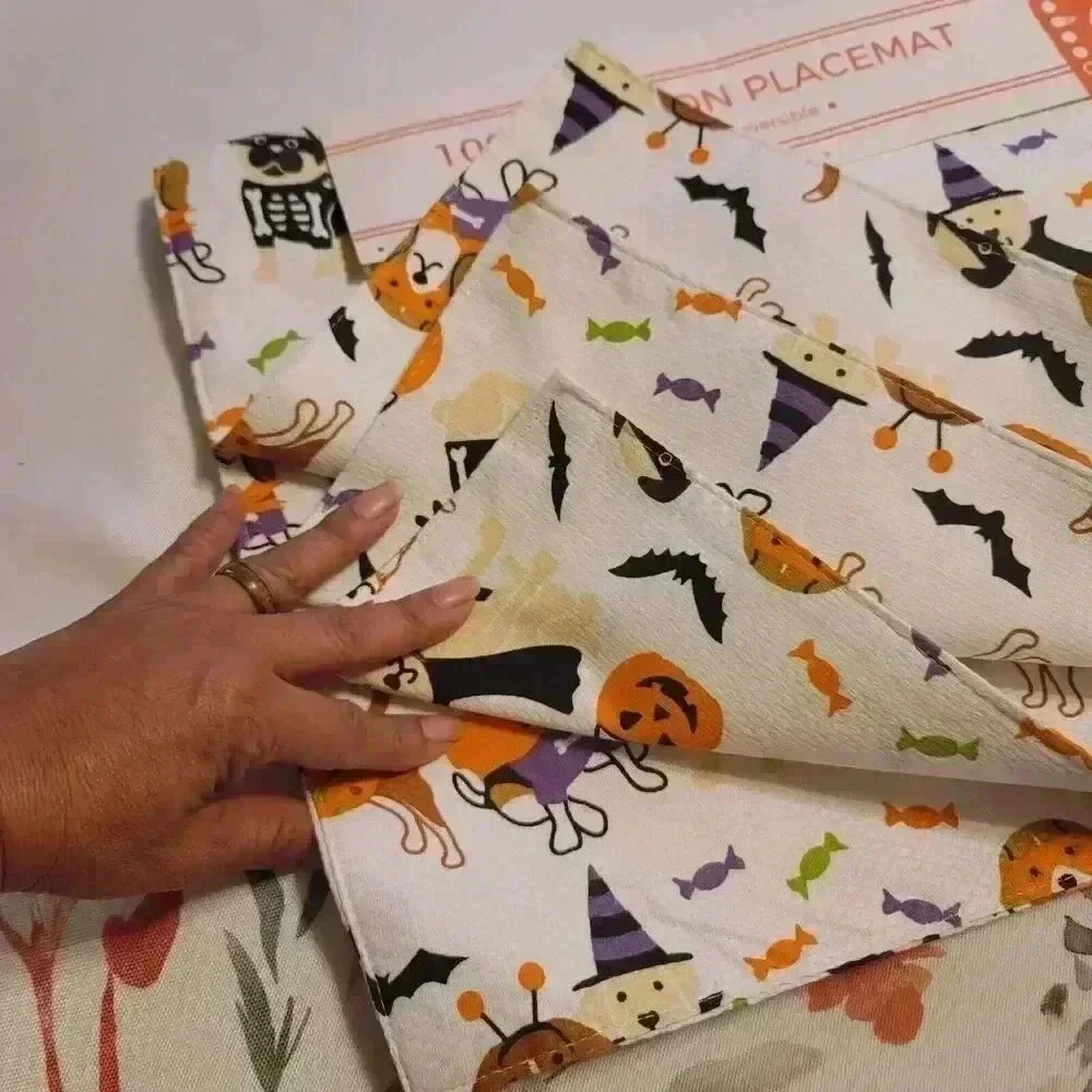 Casaba Halloween Dog Kitchen Place Mats Set Of 4 New 13x19in